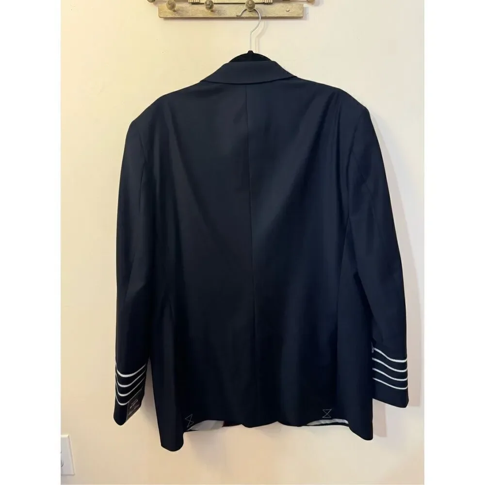 Brooks Brothers x NetJets Jacket Uniform Blazer Wool Blend Navy Blue Men 44L NWT - Picture 8 of 9